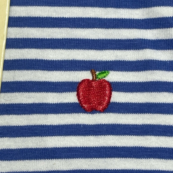 NWT Luigi Blue Striped Embroidered Apple T-Shirt 3t - Picture 7 of 8